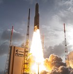 Ariane 5 launch of Sicral 2 and Thor 7, April 2015 (Arianespace)