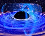 Black hole slowed by magnetic field (NASA/GSFC illus.)