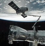 Dragon grappled by ISS on CRS-1 mission (NASA)