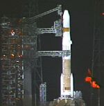 Delta 4 booster on pad awaiting launch (Boeing)