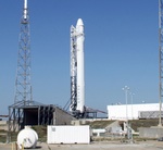 Falcon 9 on pad before COTS C2+ launch (NASA/KSC)