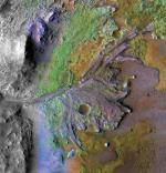 Mars lakebed with delta (JHUAPL)