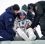 Soyuz TMA-10M cosmonaut after landing (NASA)