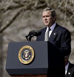 President Bush at Columbia memorial service (White House)