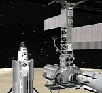 STS-110 docking with ISS (NASA illus.)