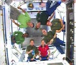 STS-120: astronauts inside Harmony (NASA)
