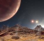 Trinary star planet illustration (Caltech)