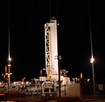 Antares test article on pad before hot fire test (NASA/Wallops)