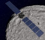 Dawn orbiting Vesta illustration (NASA/JPL)