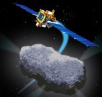 DS1 flies by comet Borrelly (NASA/JPL illus.)