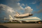 Endeavour atop 747 prior to final ferry flight