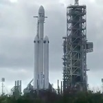Falcon Heavy at LC-39A for first time (KSCVC)