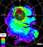 Mars south pole ice from MARSIS data (NASA/JPL)