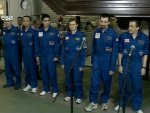 Mars500 crew at end of simulation (ESA)