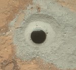 MSL first drill hole, Feb 2013 (NASA/JPL)