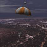 Stardust capsule parachutes to Earth (NASA/JPL illus.)