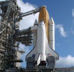 STS-105 rollout of Discovery