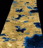 Cassini false color image of Titan lakes (NASA/JPL/USGS)
