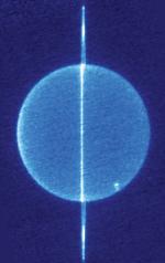 Uranus rings seen edge on (dePater/Hammel/Keck Obs.)
